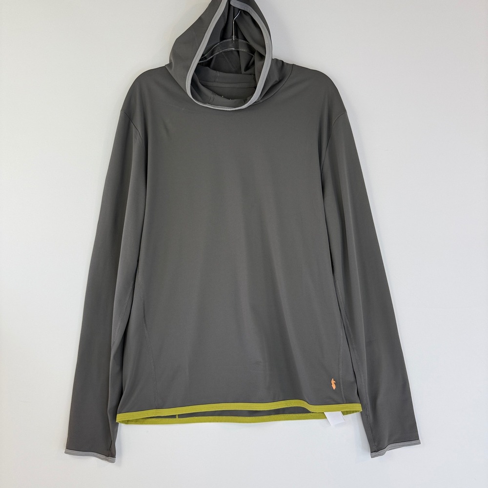 Cotopaxi Sombra Sun Hoodie Mens Large Gray Yellow Trim Thumbhole Activewear